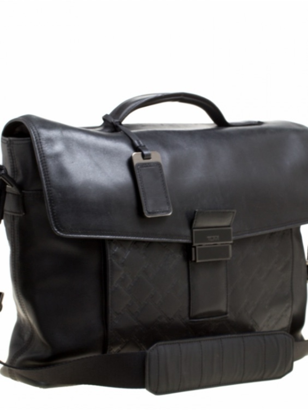 TUMI Ticon Collection Black Leather Quilted Briefcase